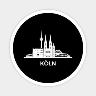 Köln Skyline, white Magnet